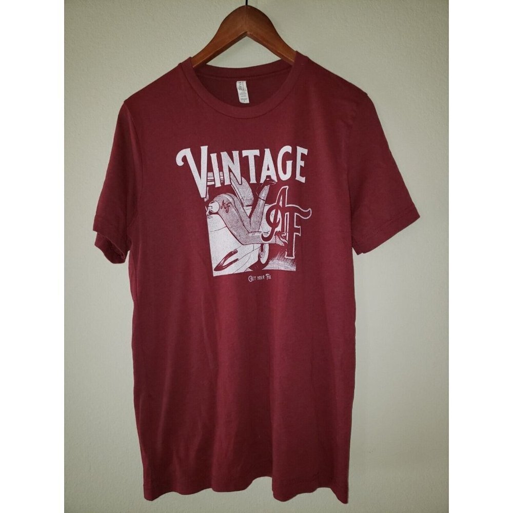 Vintage AF Unisex T-Shirt Maroon Garnet Short Sleeve - (Large)